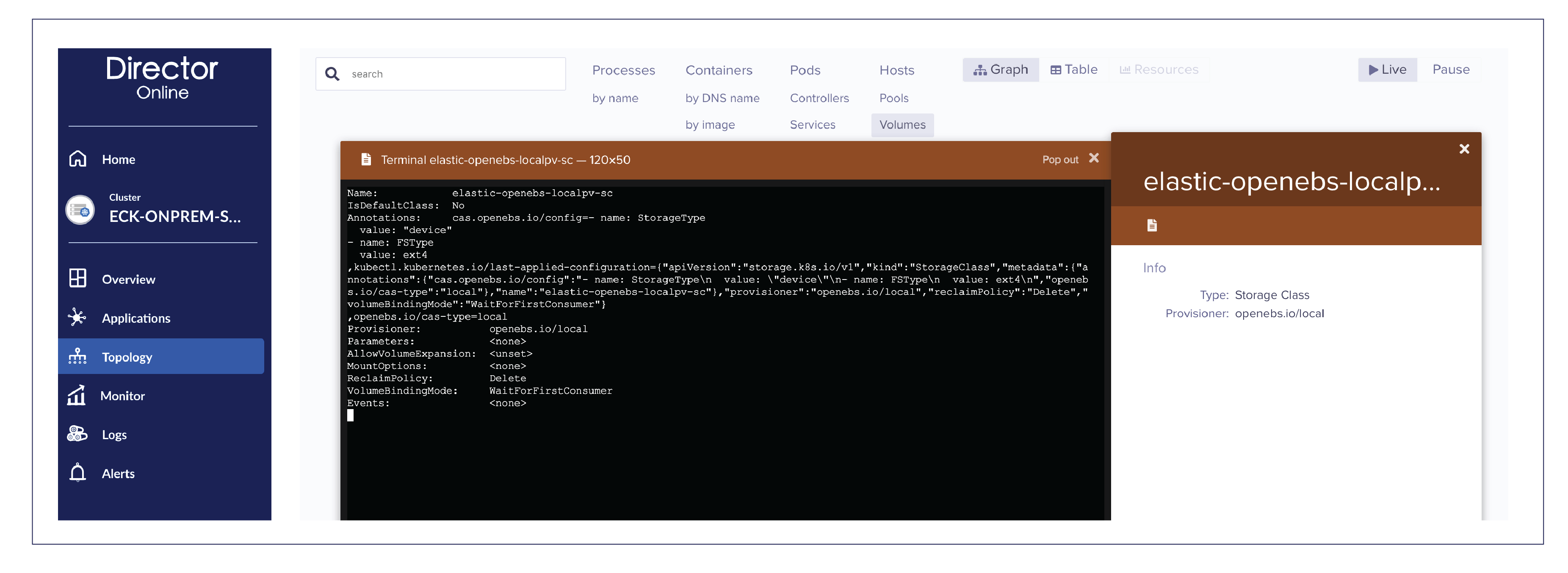 You need to append or use this StorageClass elastic-openebs-localpv-sc in the ECK operator